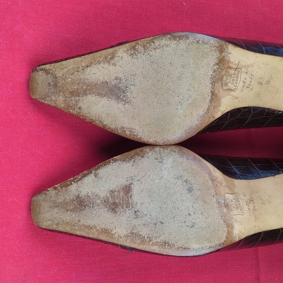Isaac Mizrahi Crocodile Pattern Leather Pumps, Made In Italy, Vintage? - Picture 12 of 16